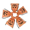 100 -stcs/pack Halloween Gift Wraps Pumpkin Linen Burlap Candy Drawstrings Bag Pocket Treat opbergtassen Cookie Pouch Kids Trick or Treat Party Decor TR0073