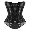 NXY Sexy Set Plus Size Black White Lace Corset Sexy Bustier Mesh Corselet Letnia Bielizna Odzież Bielizna G-String Odchudzanie Stroje imprezowe 1129