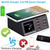 100W multifunktionell laddare 8 portar USB Fast Charge QC3.0 4.0 18W PD-typ C Snabbladdning Smart LED-skärm Trådlösa laddare för smartphone