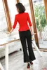 Office formel dames Red Blazer Women Business Suits Pant et veste Ensembles de vestes Travaux de travail Pantalon de deux pièces pour femmes à manches