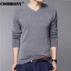 Coodrony Casual Slim Fit Sweater Men Classic Pure Black Pullover Men Solid Color V-Neck Pull Homme Cashmere Wool Sweaters Shirts 220108