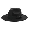 Brede rand hoeden vrouwen klassieke fedora hoed met boog mannen voelden panam panama jazz elegante trilby cap groothandel