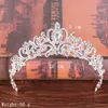 Klipsy do włosów Barrettes Silver Crystal Wedding Crown Tiaras Acessories Pałąk głowa Rhinestone Bridal Head kawałek Tiara252b