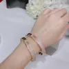2021 HB_Jewelry Armband Bangles för par och älskare Bröllop 18K guldpläterad rörlig diamant kärleksarmband som födelsedagspresent