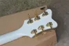 White Falcon Jazz Electric Guitar G 6120 Semi Hollow Body Ebony Bony Korean Imperial Tuners Gold Sparkle Binding Golden Hardware