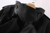 PU Faux Läder Beskuren Jackor Coats Kvinnor Streetwear Biker Black Short Jacket Bomber Belt Vinter Toppar 210427