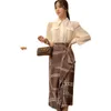 Spring 2 Pieces Set Women Long Sleeve Shirts And High Waist Printed Ruffles Skirts Office Lady Skirt Suit 210529