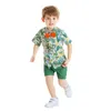 Giyim Setleri # 50 Toddler Bebek Erkek Giysileri Beyefendi Papyon Çiçek Baskılı T-Shirt Tops + Şort Kıyafetler Kıyafetler Çocuklar için Yaz Tulum