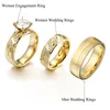 Обручальные кольца 3pcs Роскошные обещания, набор для пар и женщины, золото, золото, брак, годовщина, подарочный