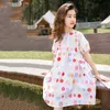 Tiener meisjes katoen casual jurk zomer 2021 nieuwe kinderen Koreaanse stijl losse schattige polka dot prinses kleding niet transparant, # 9449 Q0716