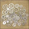 Bulgular Bileşenler Takı Toptan-Whoolesale Mix 100 PCS Vintage Steampunk Charms Dişli Kolye İki Renk Uygun Bilezikler Kolye T0484 D