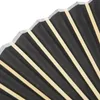 Party Favor Black Silk Hand Fan Bamboo Ribs Held Personal