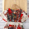 Vintage Girls Summer Tassel Dress for Kids Pattern Ins Fashion Flowers Costume Causal Clothing 210529