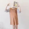 Sukienki ciążowe Kobieta Ciąży Dress Causal Dress Stripe Half Sleeve Splicing Cotton T-shirt dla
