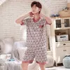 Summer Short Sleeve Silk Satin V-neck Pajama Sets for Men Soft Sleepwear Suit Male Lounge Wear Pyjama Homewear Home Clothes 210901