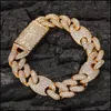Länk, Kedja Armband Smycken Europa och Amerika Fashion Trendy 16mm 7 / 8Inch guld sier färg topp CZ sten länk armband för män gåva droppe de