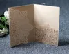 2021 Quality Laser Cut Hollow Flower Navy Blue Wedding Invitations Cards with Crystal Personalized Champagne Bridal Invitation Card Cheap