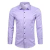 Lila Mäns Bambu Fiber Klänningskjorta Märke Slim Fit Långärmad Chemise Homme Non Iron Easy Care Formell skjorta för män 210705