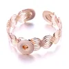 Brazalete con botón a presión de aleación de Metal hueco dorado y plateado, joyería de 18mm, pulsera a presión para pulseras de mujer