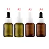 30 ml Damlalık Amber Cam Aromaterapi Sıvı Esansiyel Yağ Pipeti Doldurulabilir Şişeler Için