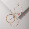 Bracelets de cheville papillon en acrylique coloré pour femmes, breloques en alliage d'or et de perles, chaîne de pied en métal, bijoux bohème 3 pièces/ensembles