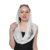 Scarves White Women039s Spanish Mantilla Lace Catholic Veil For Chapel Shawl Head Covering Scarf Mass Round Style1194167