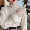 Kadınlar bluz Kadın Gömlekleri S-XL 2022 Bahar Koreli Saç Siyah Beyaz Dantel Gömlek Kadınlar Vintage Belktleneck Alevli Kollu Zarif