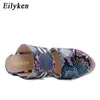 Slippers Eilyken New Wholesale Green Serpentine Wedges High Heels Leisure Summer Sandal Women Shoes Woman Platform Mules220308