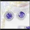 Lustre Bijoux Livraison 2021 Pera Arrivée Cubique Zircon Cristal Rond Long Grand Dangle Larme Goutte Fleur Feuille Coeur Violet Boucles D'oreilles Weddin