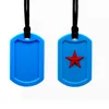 2021 Silikonhund Tag Pendant med Star Kids Teether Tanding Toys Oral Sensory Autism Chew Toy Silicone Halsband