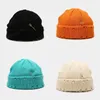 Chapéus de inverno para mulheres de malha Beanie bonés com pinos O-ring vintage angustiado hip hop bonnet cor sólida chapéu