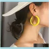 Jewelryarrive Candy Color Hoop Earrings For Women Metal Geometric Round Tube Earring Female Fashion Jewelry Hollow Earings & Hie Drop Delive