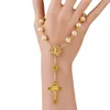 Handgjorda religiösa smycken Arm Smycken Rosary Armband Elegant Klassisk Beaded Golden Jesus Cross Lace Kvinnor Presentlänk, Kedja