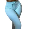 Yoga outfit ribbed sömlösa leggings kvinnor hög midja fitnessbyxor scrunch bum träning gym kläder dragsko sportströjor