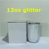 12 uncji Sublimacja Proste Glitter Glass Glass Tumbler Dwuosobowy Mur Kubki Ciężarowe Przenoszenie ciepła Butelki Ze Stali Nierdzewnej Kubki Kawowe Kubki Air A12