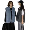 Gilets pour femmes Gilets pour femmes pour femmes Manteaux en denim Lâche Vintage Oversize Streetwear Survêtement Surdimensionné Bleu Cardigan sans manches