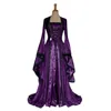 Casual Jurken Cosplay Jurk Flare Mouw Vintage Vloer Lengte Effen Kleur Grote Manchet Maxi voor Halloween Gaas Medieval Dre