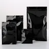 1000pcs Resealable Black 지퍼 잠금 장치 가방 Mylar 알루미늄 호일 포장 파우치 다양한 크기 식품 저장 가방