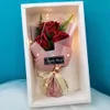 Simulazione Sapone Bouquet Box Fiore rosa con luce a LED Decorazione di nozze Souvenir Regalo di San Valentino per la fidanzata