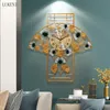 نمط الجدار المنزل الإبداعية الصينية مروحة غرفة المعيشة صامتة على شكل كوارتز ساعة أزياء 210414