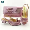 Arican Arrival Speical N Band und Cross-Tied Style Damen-Schuhe und Taschen-Set im italienischen Design in rosa Farbe für Party 210624