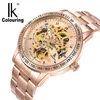 Relógios de pulso Montre Homme Ik Men's Watch Top Marca Royal Design Rosa Rosa Relógio Automático Mecânica Mecânica À Prova D 'Água Steampunk