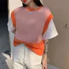 Gilet t-shirt femme tricoté automne lâche coréen extérieur gilet 210529