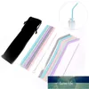 Kitchen Accessory Reusable Silicone Drinking Straws Foldable Flexible Straw with Cleaning Brushes Kids Party Supplies Bar Tools