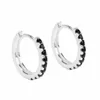 Hoop & Huggie Black Awn Classic 925 Sterling Silver Round Trendy Spinel Engagement Earrings For Women Fine Jewelry Bijoux I163