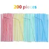 200pcs Plastic Drinking Straws 8 Inches Long MultiColored Striped Bedable Disposable Party Multi Colored Rainbow Straw4452594