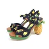 Mode Nieuwigheid Ananas Hak Zoete Pompen Sexy Open Teen Leren Sandalen Vrouwen Party Datum Schoenen Platform Roze Meisjes Sandaal