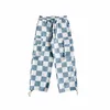 Summer Hip Hop Casual Men's Pants Black/White Blue/white Plaid Big Size Loose Sports Harem Joggers Men Tie feet Pants Streetwear Y0927