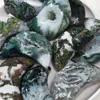 Decorative Objects & Figurines Natural Crystal Green Moss Agate Druzy Caved Cluster Reiki Healing Gem Stone Moon Shape Handicraft Ornament P