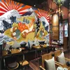 Ukiyo-e zalm gastronomische achtergrond muur papier Japans eten sushi restaurant izakaya industriële decor muurschildering behang 3d